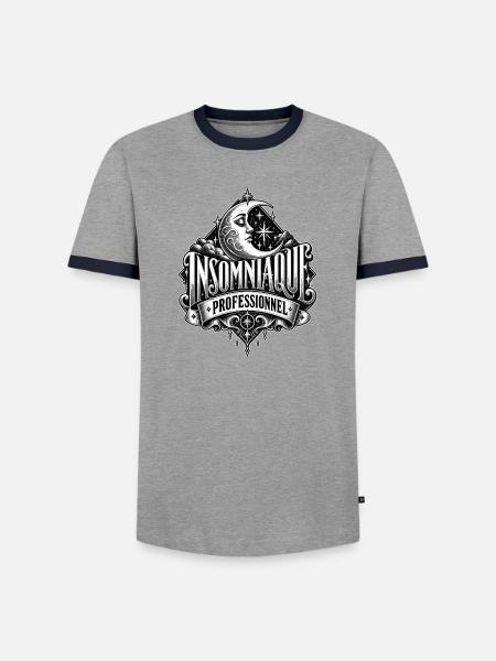 Professioneller Schlafloser (Schwarzweiß) - Männer Kontrast-T-Shirt - Grau/Navy