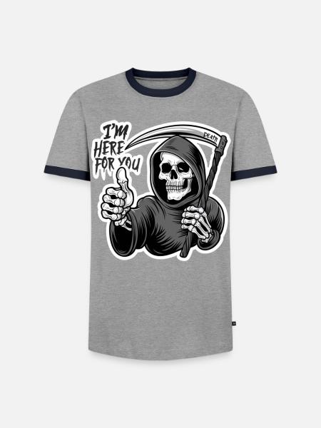Ich Bin Für Dich Da, Sensenmann-schädel - Männer Kontrast-T-Shirt - Grau/Navy