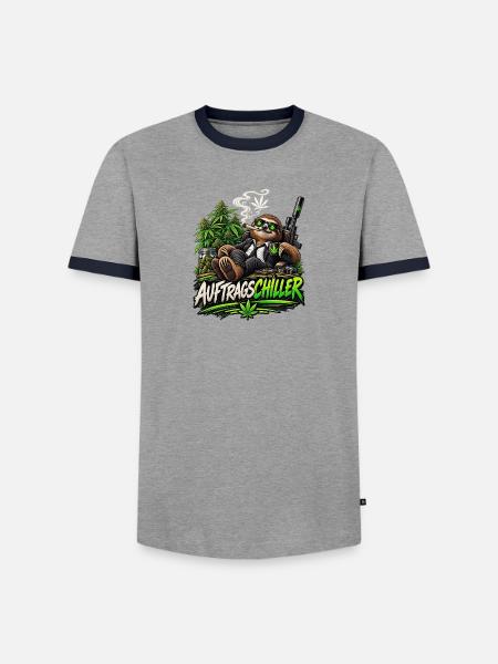 Auftragschiller – Faultier mit Cannabis-Humor - Männer Kontrast-T-Shirt - Grau/Navy 