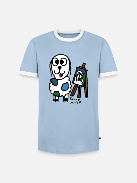 Kunst ScHoF - Männer Kontrast-T-Shirt - Hellblau/Weiß