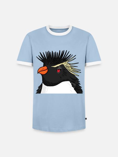 Pinguin mit Haare Felsenpinguin - Männer Kontrast-T-Shirt - Hellblau/Weiß 