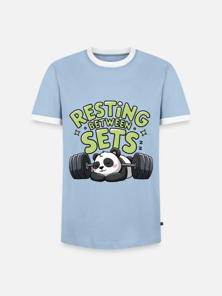 Resting Between Sets - Men's Ringer Shirt - light blue/white