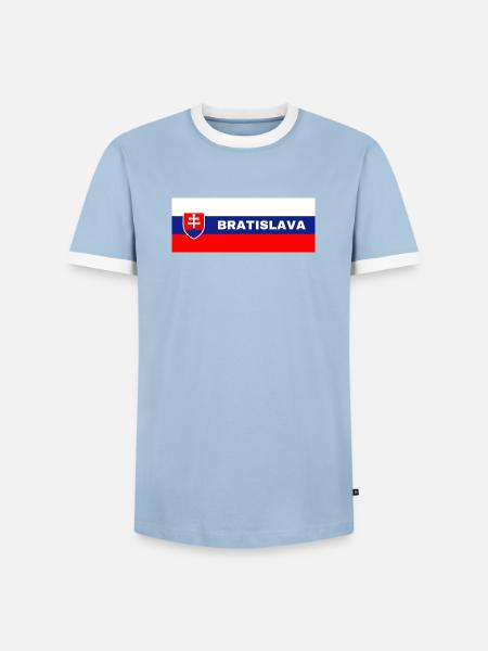 Bratislava City in Slovakian Flag - Men's Ringer Shirt - light blue/white 