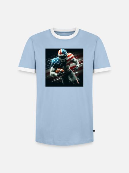 Patriotischer American Football - Männer Kontrast-T-Shirt - Hellblau/Weiß 