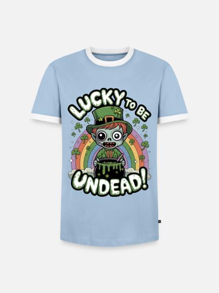 Lucky To Be Undead! - Men's Ringer Shirt - light blue/white