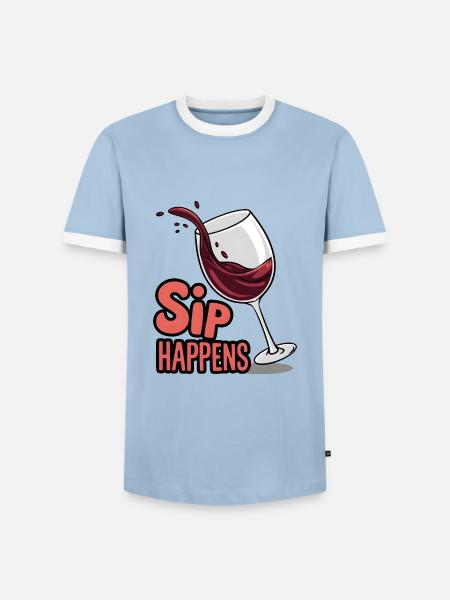 Sip Happens - T-shirt contrasté Homme - bleu clair/blanc 