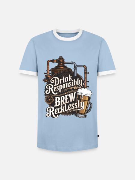 Drink Responsibly, Brew Recklessly - Men's Ringer Shirt - light blue/white