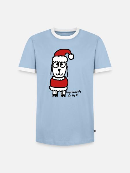 Weihnachts ScHoF - Männer Kontrast-T-Shirt - Hellblau/Weiß