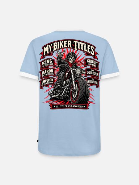 Meine Ehrentitel Biker. Biker-Humor - Männer Kontrast-T-Shirt - Hellblau/Weiß