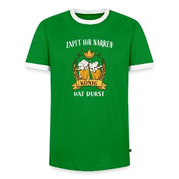 Zapft ihr Narren, der König hat Durst - Männer Kontrast-T-Shirt - Grün/Weiß  - Vorne - AI Model Female 172 light (172cm) & AI Model Male 178 dark (178cm)