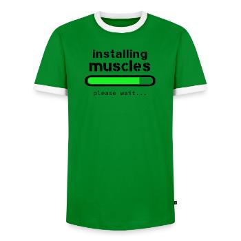 Aufbau von Muskeln - Männer Kontrast-T-Shirt - Grün/Weiß  - Vorne - AI Model Female 172 light (172cm) & AI Model Male 178 dark (178cm)