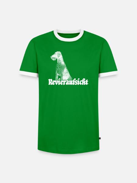 Revieraufsicht – Deutsch Drahthaar & Jagdhund - Männer Kontrast-T-Shirt - Grün/Weiß