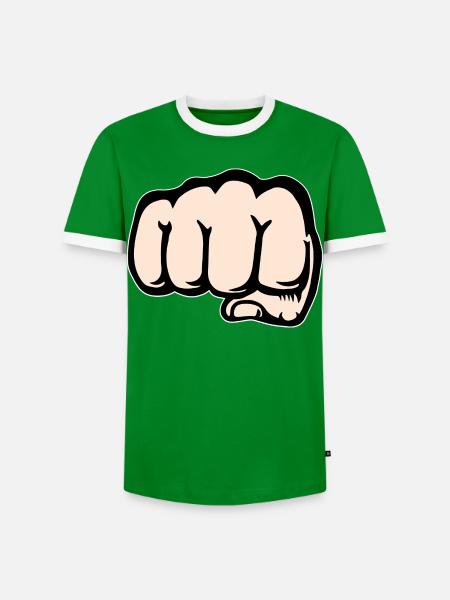 Faust Hand Symbol vorne - Männer Kontrast-T-Shirt - Grün/Weiß 