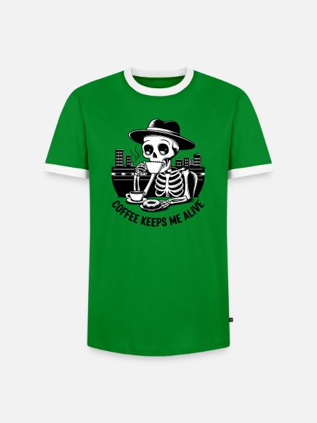 Coffee keeps me alive - Männer Kontrast-T-Shirt - Grün/Weiß 