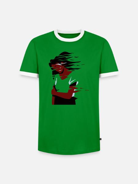 Women - Männer Kontrast-T-Shirt - Grün/Weiß 
