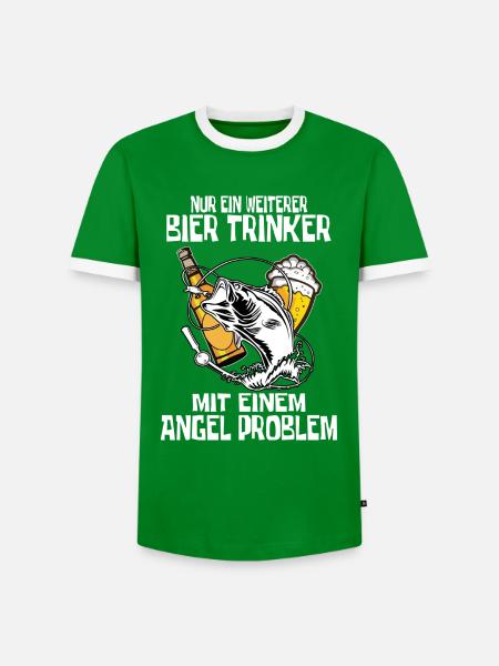 Biertrinker mit Angelproblem - Männer Kontrast-T-Shirt - Grün/Weiß 