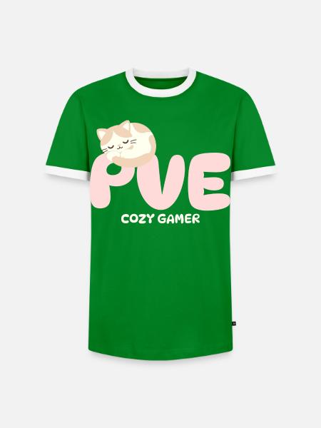 PVE Cozy Gaming Schlafkatze - Männer Kontrast-T-Shirt - Grün/Weiß 