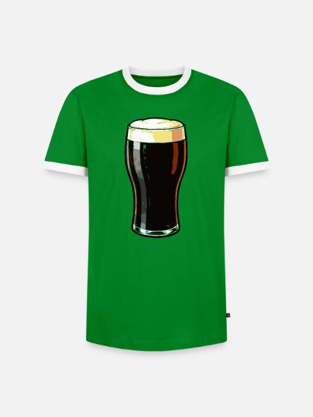 Dunkles Bierglas Motiv - Männer Kontrast-T-Shirt - Grün/Weiß