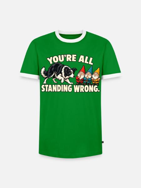 Border Collie Herdenzwerge - Männer Kontrast-T-Shirt - Grün/Weiß