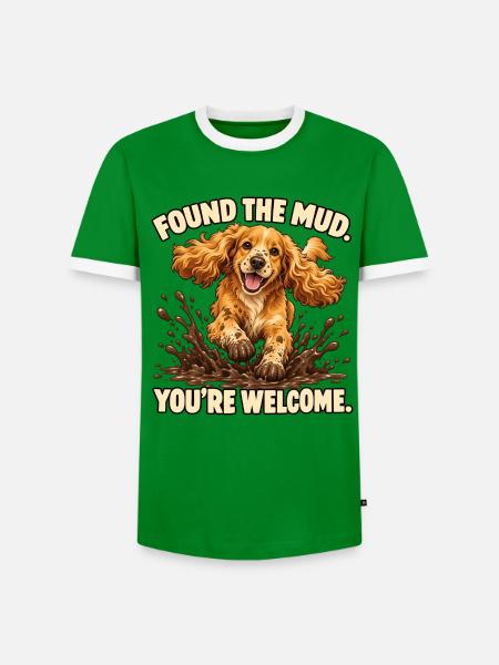 Cocker Spaniel fand den Schlamm - Männer Kontrast-T-Shirt - Grün/Weiß 