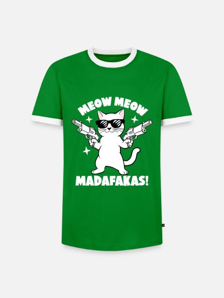 Miau Miau Madafakas Katzenspaß - Männer Kontrast-T-Shirt - Grün/Weiß 