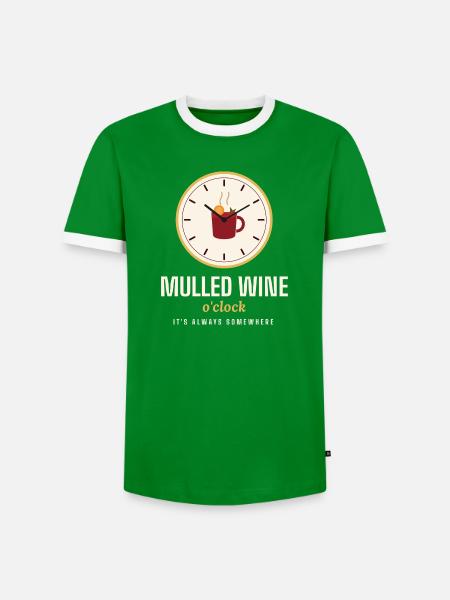 Glühwein-O'Clock lustiger Weihnachtspullover - Männer Kontrast-T-Shirt - Grün/Weiß 