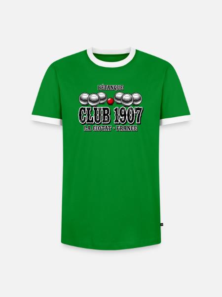 Pétanque, Bowlingbahn, Pétanque-Club - Männer Kontrast-T-Shirt - Grün/Weiß 
