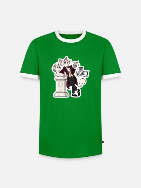 Katzenaristokrat: Die Kühnheit - Männer Kontrast-T-Shirt - Grün/Weiß