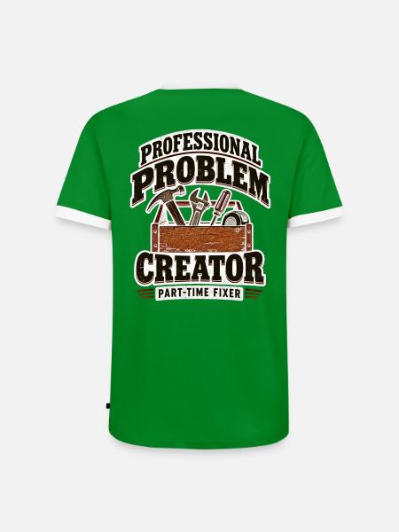 Professioneller Problemlöser Teilzeit-Fixer - Männer Kontrast-T-Shirt - Grün/Weiß