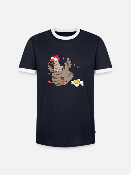 Funny chicken - Men's Ringer Shirt - navy/white 