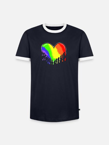 Heart - Men's Ringer Shirt - navy/white