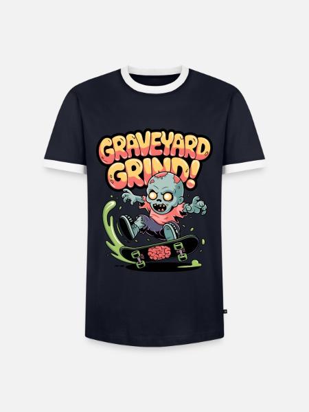 Friedhofs-Grind! - Männer Kontrast-T-Shirt - Navy/Weiß 