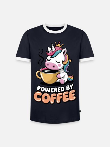 Powered By Coffee - Men's Ringer Shirt - navy/white
