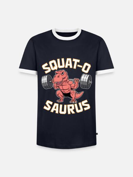 Squat-O Saurus - Men's Ringer Shirt - navy/white 