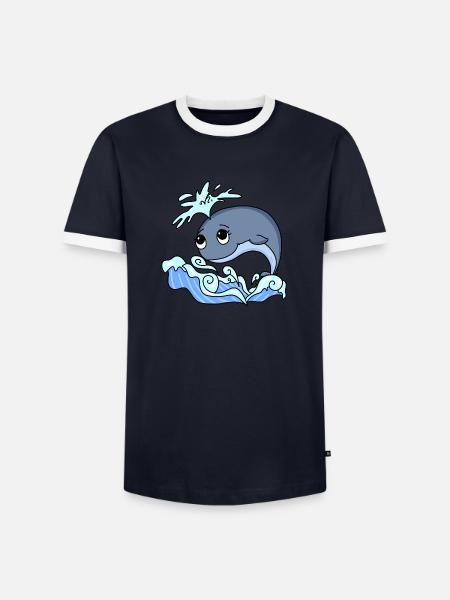 whale - Men's Ringer Shirt - navy/white