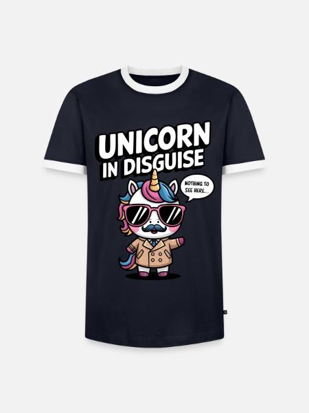 Unverkleidetes Einhorn - Männer Kontrast-T-Shirt - Navy/Weiß 