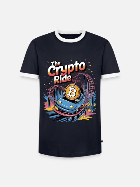 The Crypto Ride - Men's Ringer Shirt - navy/white