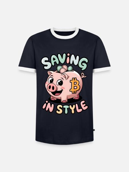 Saving In Style - Men's Ringer Shirt - navy/white