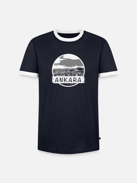 Ankara City - Männer Kontrast-T-Shirt - Navy/Weiß