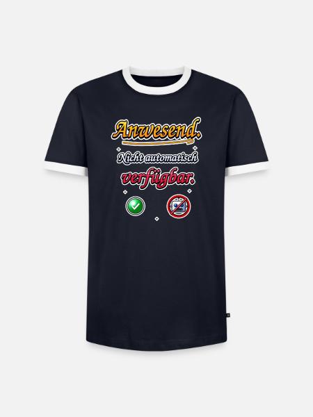 ANWESEND Nicht automatisch verfügbar - Männer Kontrast-T-Shirt - Navy/Weiß 