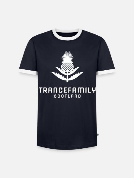 TranceFamily Scotland - Thistle Trance - Männer Kontrast-T-Shirt - Navy/Weiß