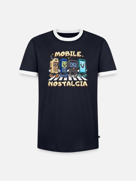 Mobile Nostalgia: Retro-Handy-Parade - Männer Kontrast-T-Shirt - Navy/Weiß