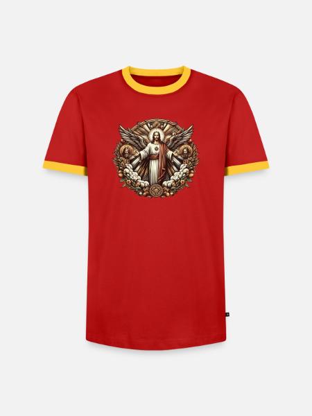 Jesus Christ Logo - Männer Kontrast-T-Shirt - Rot/Gelb