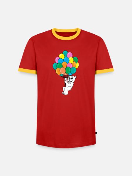 Polar bear balloon - Men's Ringer Shirt - red/yellow