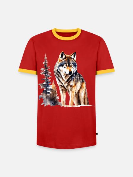 Wolf - Men's Ringer Shirt - red/yellow 