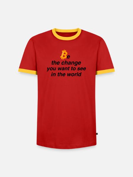 Be the change - Männer Kontrast-T-Shirt - Rot/Gelb 