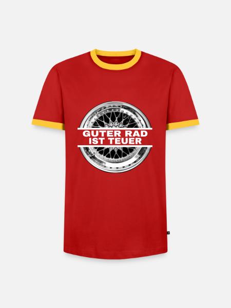 Guter Rad ist teuer - Männer Kontrast-T-Shirt - Rot/Gelb