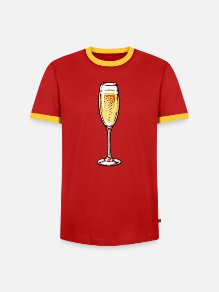 Sektglas mit Blasen Design - Männer Kontrast-T-Shirt - Rot/Gelb 