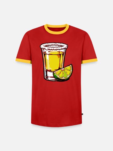 Limetten-Tequila Shot - Männer Kontrast-T-Shirt - Rot/Gelb