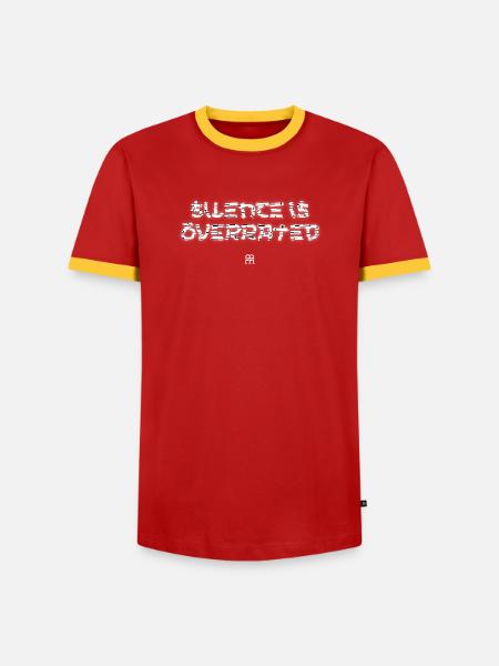 Schweigen ist überbewertet - Männer Kontrast-T-Shirt - Rot/Gelb 